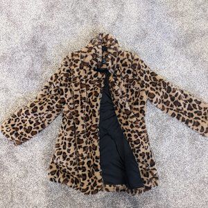 Faux Fur Cheetah Leopard Print Coat